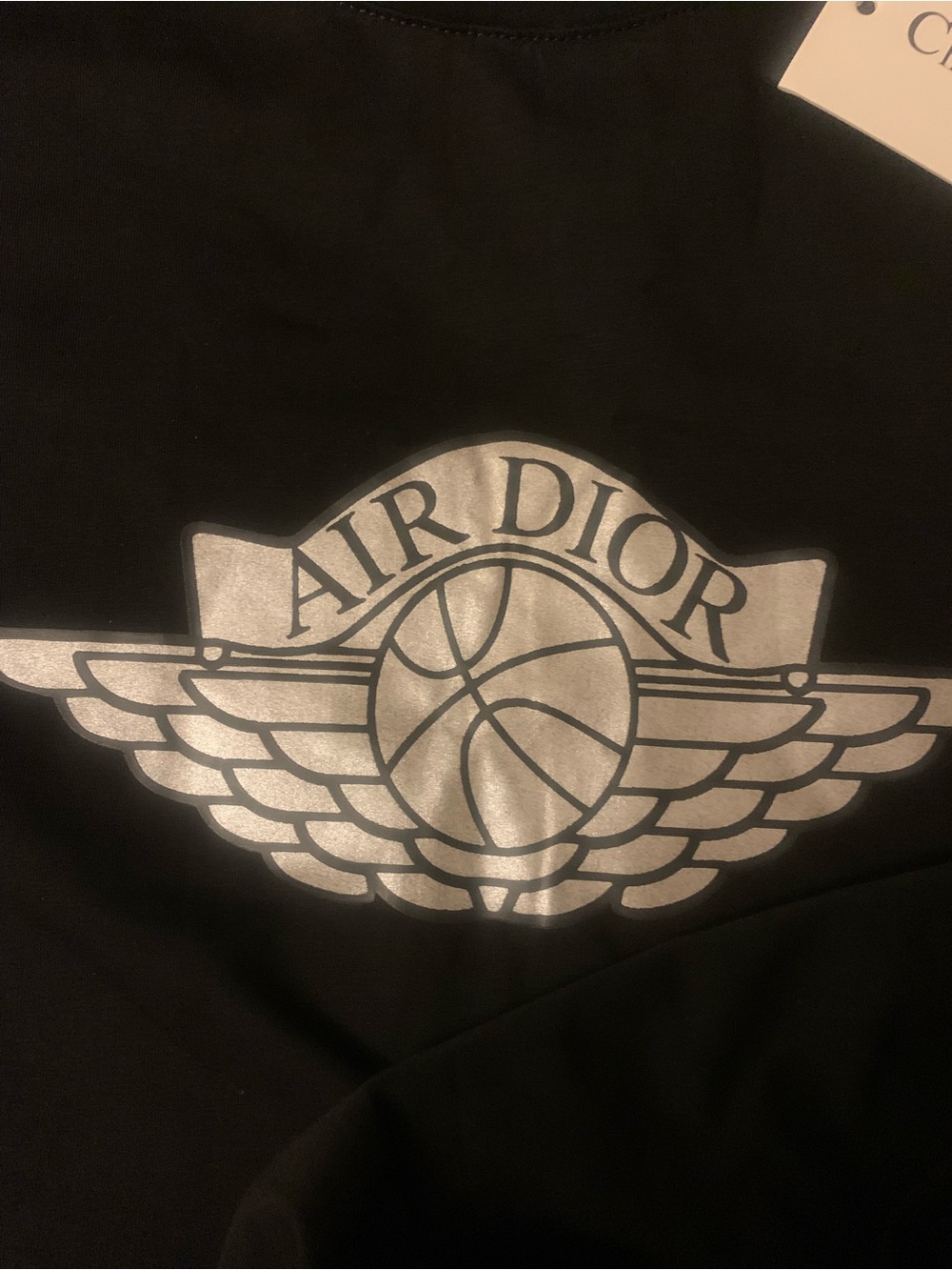 Dior Black T-Shirt with Silver 'Air Dior' Winged Logo - Picture 3 of 5